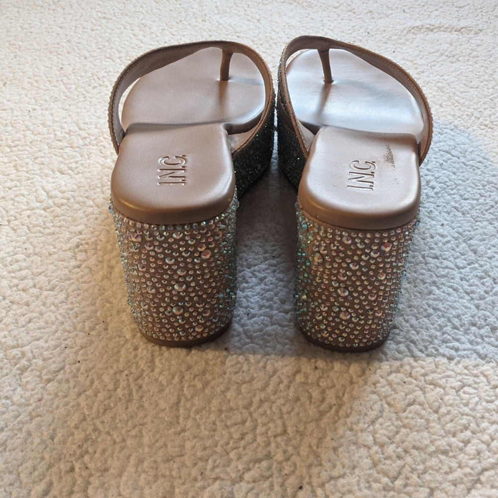 INC allover rhinestone embellished wedge sandal - Picture 4 of 7